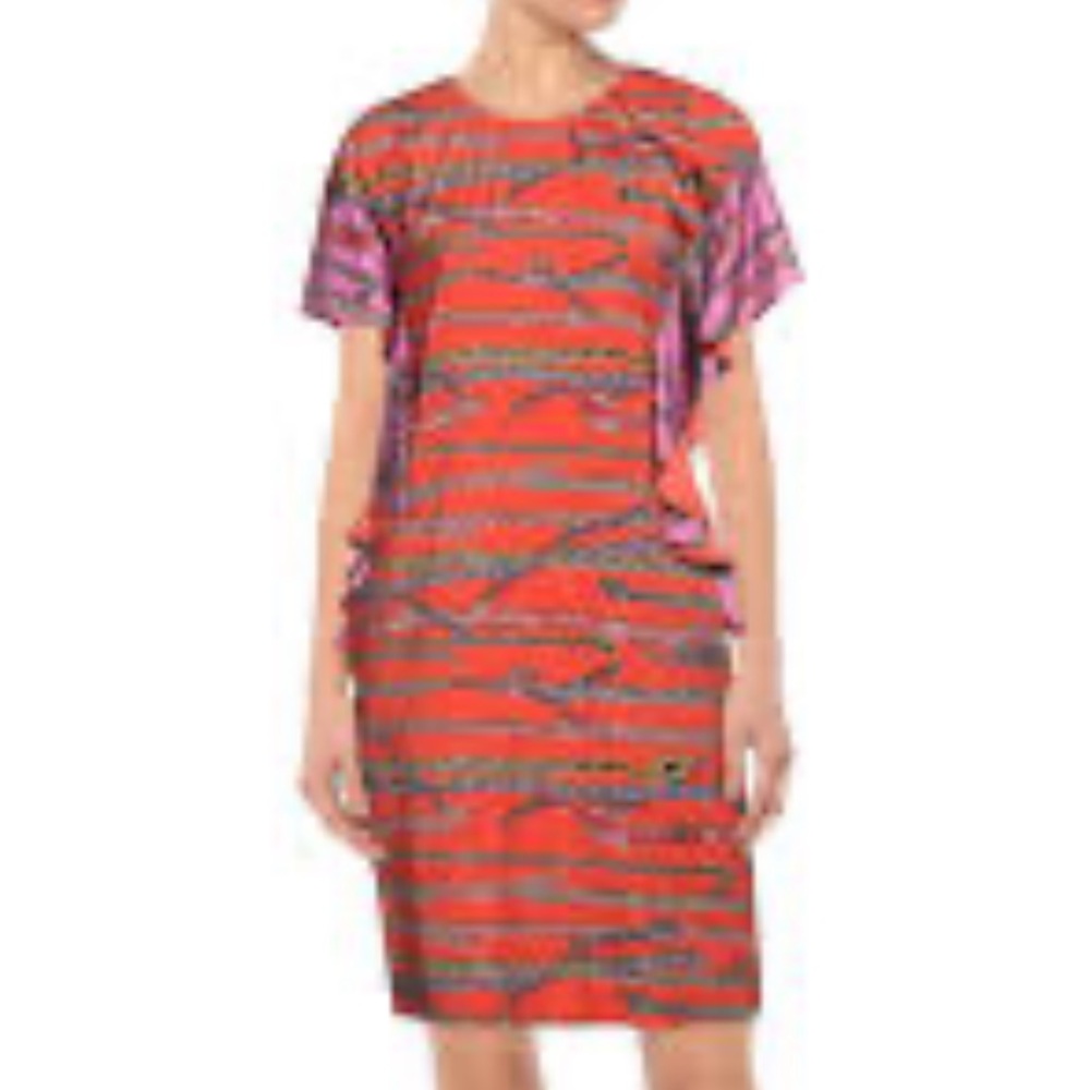 NWT Cavalli Class Ruffled Midi Dress in Red Size